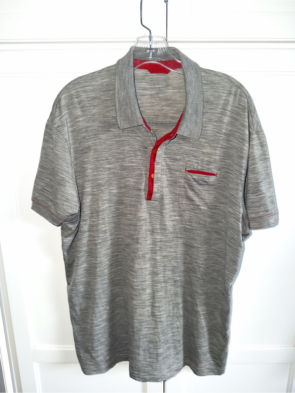 Icebreaker Quattro Short Sleeve Polo Gray/Red Trim Metro Sz Large Merino Wool - Picture 2 of 10
